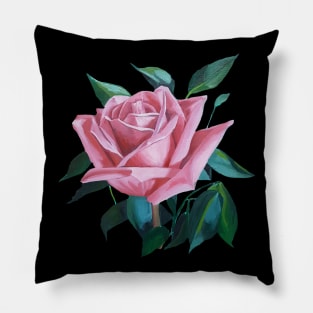 Pink Rose 2 painting (no background) Pillow