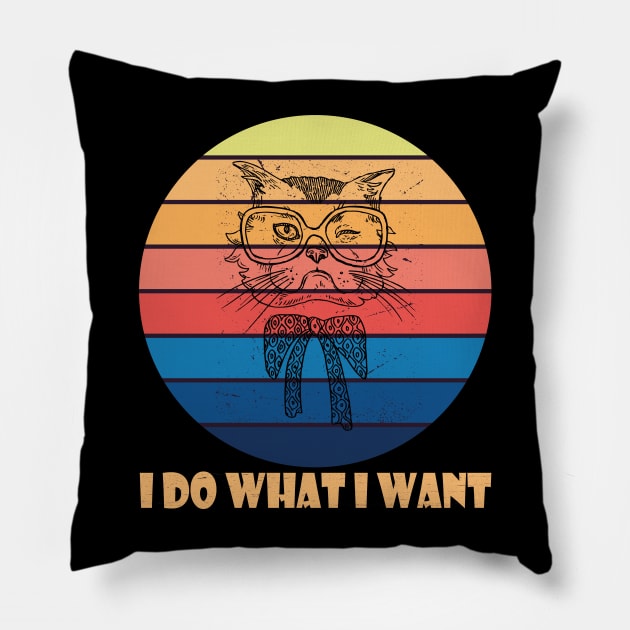 Retro I do what I want cat funny cat lover Pillow by wiixyou