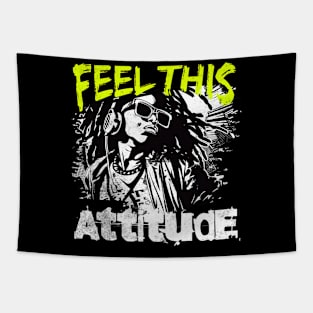 Feel this Attitude: Black and White Headphones Tapestry