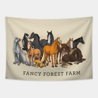 Fancy Forest Farm • Family Portrait • Black Text Tapestry