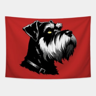 Stunning and Cool Giant Schnauzer Monochrome and Gold Portrait for Father's Day Tapestry