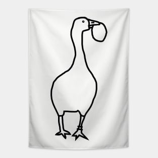 Goose Steals Easter Egg Minimal Line Drawing Tapestry