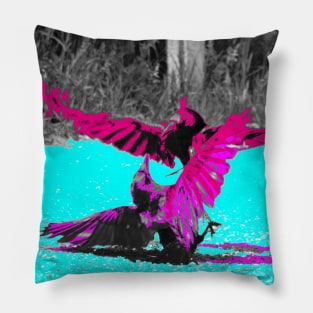 Crows in the power struggle / Swiss Artwork Photography Pillow