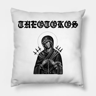 Theotokos Virgin Mary Seven Swords Icon Pillow