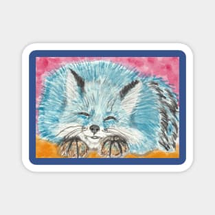 Sleepy blue fox  art Magnet