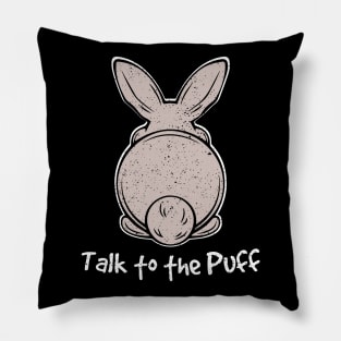 talk to the puff rabbit bunny Pillow