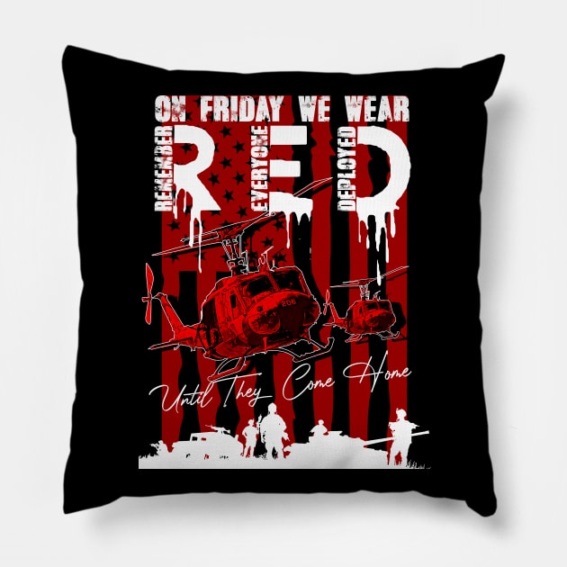 On Friday We Wear Red American Flag Military Supportive Pillow by aeroloversclothing