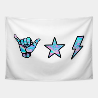 holographic shaka, star and lightning sticker pack Tapestry