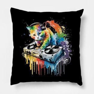 Funny CAT DJ colorful Pillow