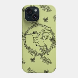 Hummingbird anti-stress&black_yellow Phone Case