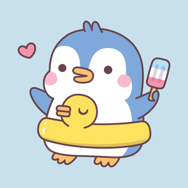 Cute Penguin With Duck Pool Float - Cute Penguin - T-Shirt | TeePublic