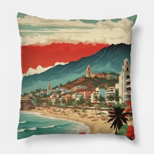 Puerto Vallarta Mexico Vintage Poster Tourism 2 Pillow