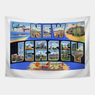 Greetings from New Jersey - Vintage Large Letter Postcard Tapestry