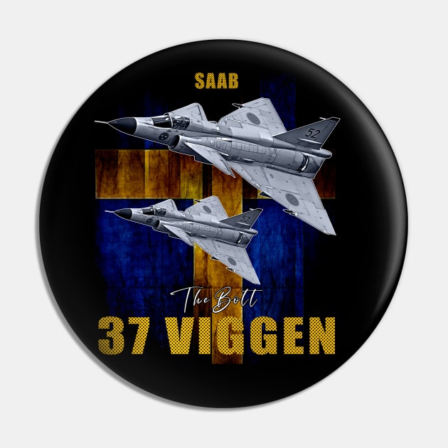 Saab 37 Viggen Swedish Multi Combat Aircraft Pin by aeroloversclothing