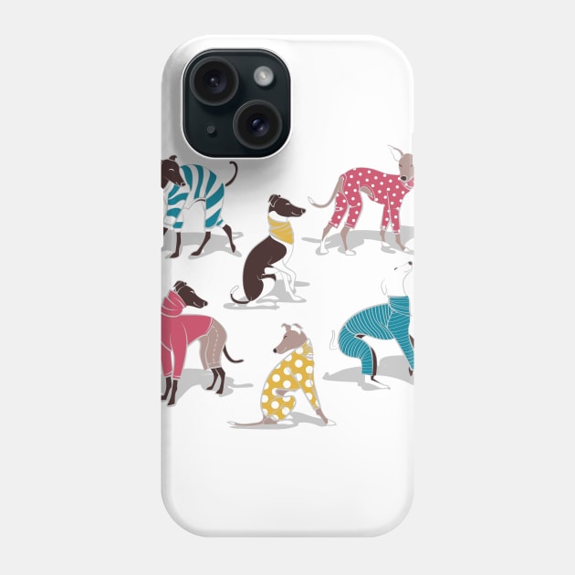 Greyhounds dogwalk // white background Phone Case by SelmaCardoso