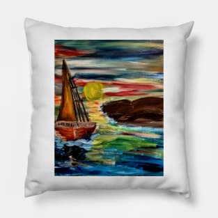 Out sailing by the shore Pillow