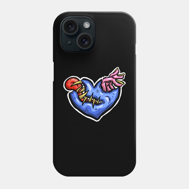 Zombie Heart Tongue and Fingers Blue Valentines Day Phone Case by Squeeb Creative