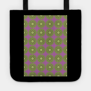 Purple Green Mandala Repeating Circle Pattern Tote