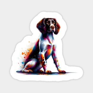 Lively Small Munsterlander Pointer in Vivid Splash Art Magnet