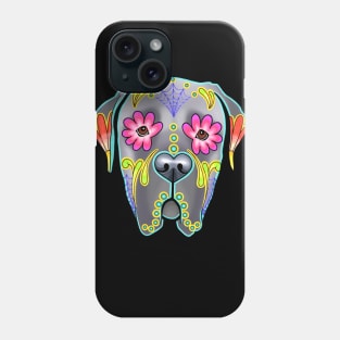 Mastiff in Grey - Day of the Dead Sugar Skull Dog Phone Case