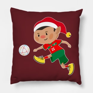 Morocco football Christmas elf. Football World Cup soccer T-Shirt Pillow