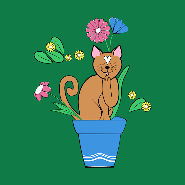 Cute cat sitting in the flower pot by HigoPico