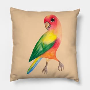 Colorful watercolor yellow parrot Pillow