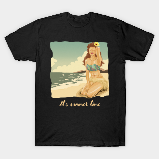 It's Summer Time, Beautiful Sexy Girl Wearing Bikini In The Beach, Summer Lover Gift, Beach Lover Gift - Summer - T-Shirt