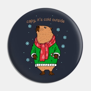 Capybara Winter Pin