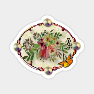 Butterfly and Flowers Magnet