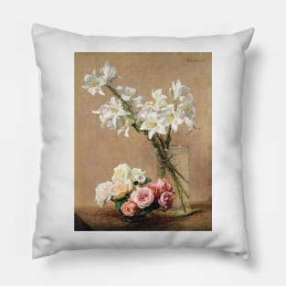 Roses and Lilies (1888) in high resolution by Henri Fantin–Latour Pillow
