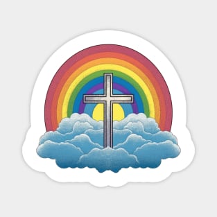 Heaven is a Rainbow - Clouds and Cross - LGBTQIA LGBT Pride - Love is Love Magnet