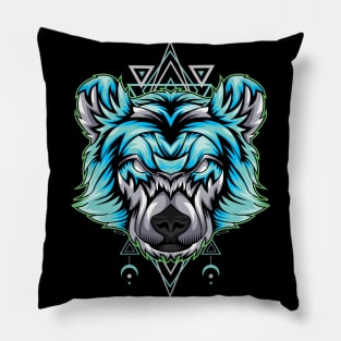 bear ice skating Pillow