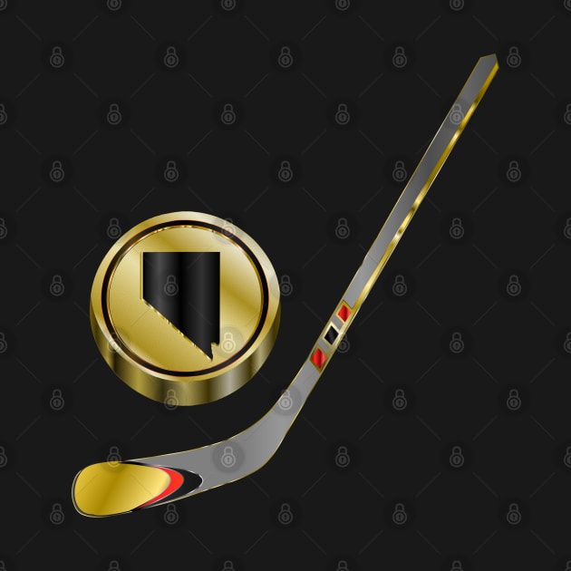 NHL - NV Steel Grey Stiuck Gold Black Puck by geodesyn