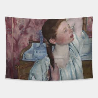 Girl Arranging Her Hair by Mary Cassatt Tapestry