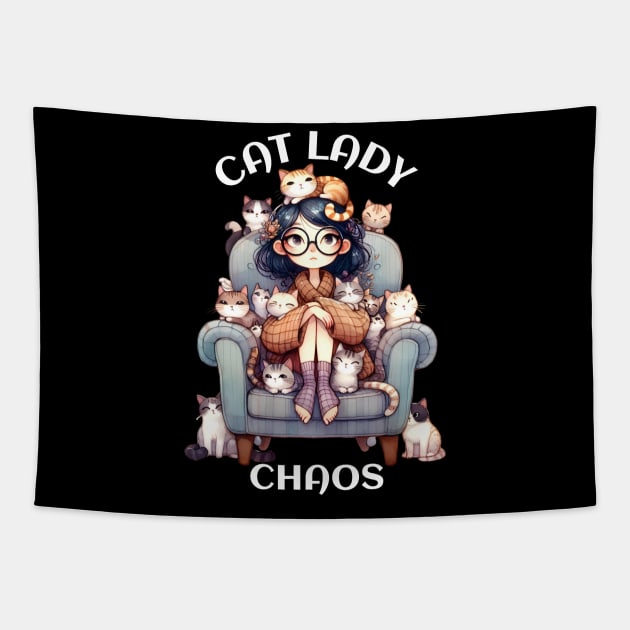 Crazy Cat Lady Funny Design for Cat Mom's and Animal Lovers Tapestry by Shirts by Jamie