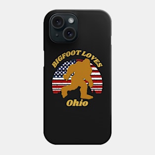 Bigfoot loves America and Ohio too Phone Case