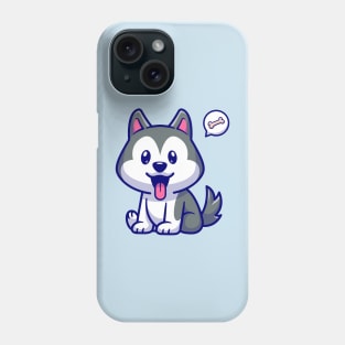 Cute Husky Dog Sitting Cartoon Phone Case