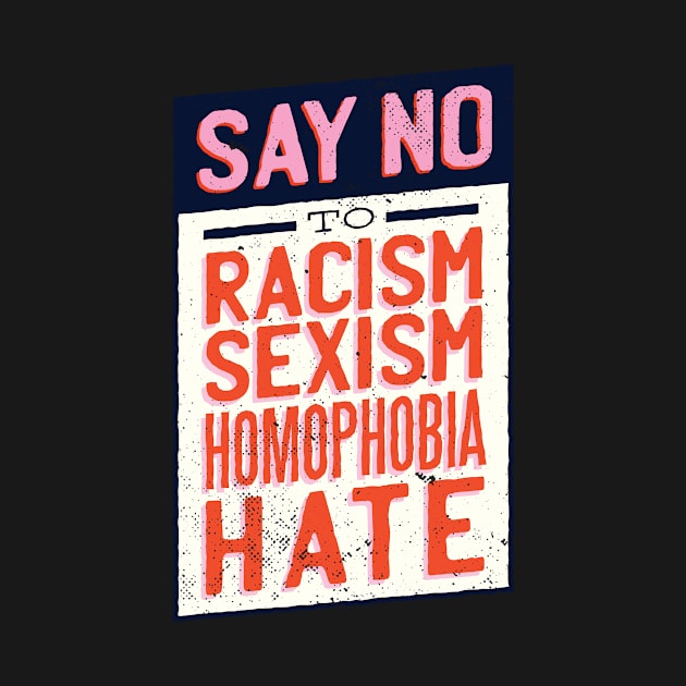 Say no to Racism, Sexism, Homophobia by Watersolution