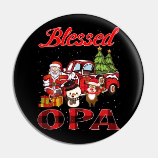 Blessed Opa Red Plaid Christmas Pin