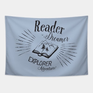 "Reader Dreamer Explorer Adventurer" Books Tapestry