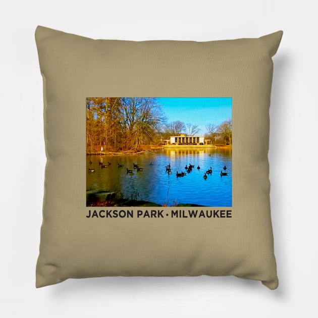 Jackson Park • Milwaukee County Parks Pillow by The MKE Rhine Maiden