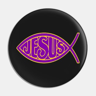 JESUS FISH PURPLE GOLD ICHTHYS CHRIST CHRISTIAN Pin