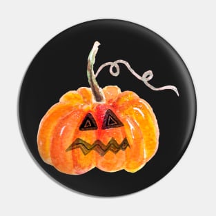 Halloween Jack-o-Lantern, Watercolor Pumpkin, Spooky Pumpkin Pin