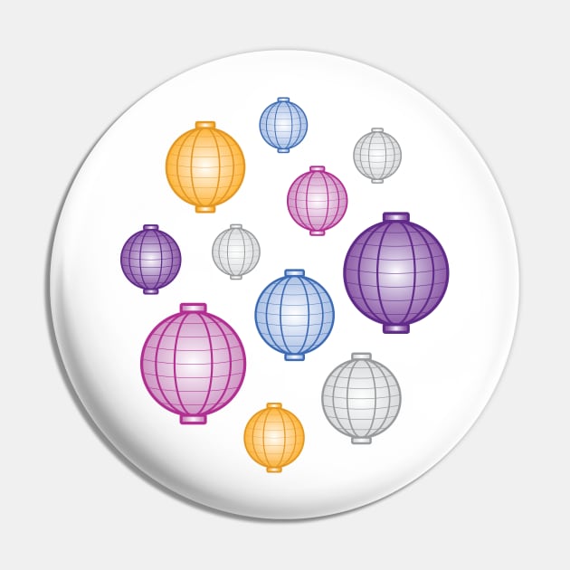 Lanterns | Mid Autumn Festival | Purple Blue Orange | White Pin by Wintre2