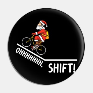 Funny Bicycle Santa Rider Oh Shift Pin