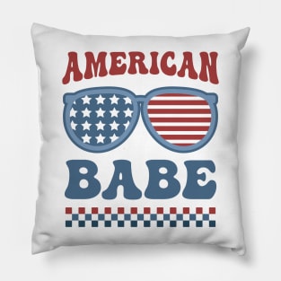 4th of July American Babe Retro Patriotic Pillow