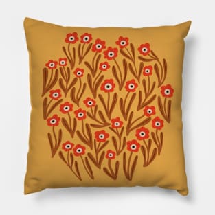 Cute minimalist ditsy flowers in mustard yellow and orange Pillow
