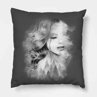 misty forest woman Pillow