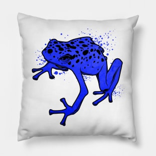 Frog drawing - Blue poison dart frog Pillow